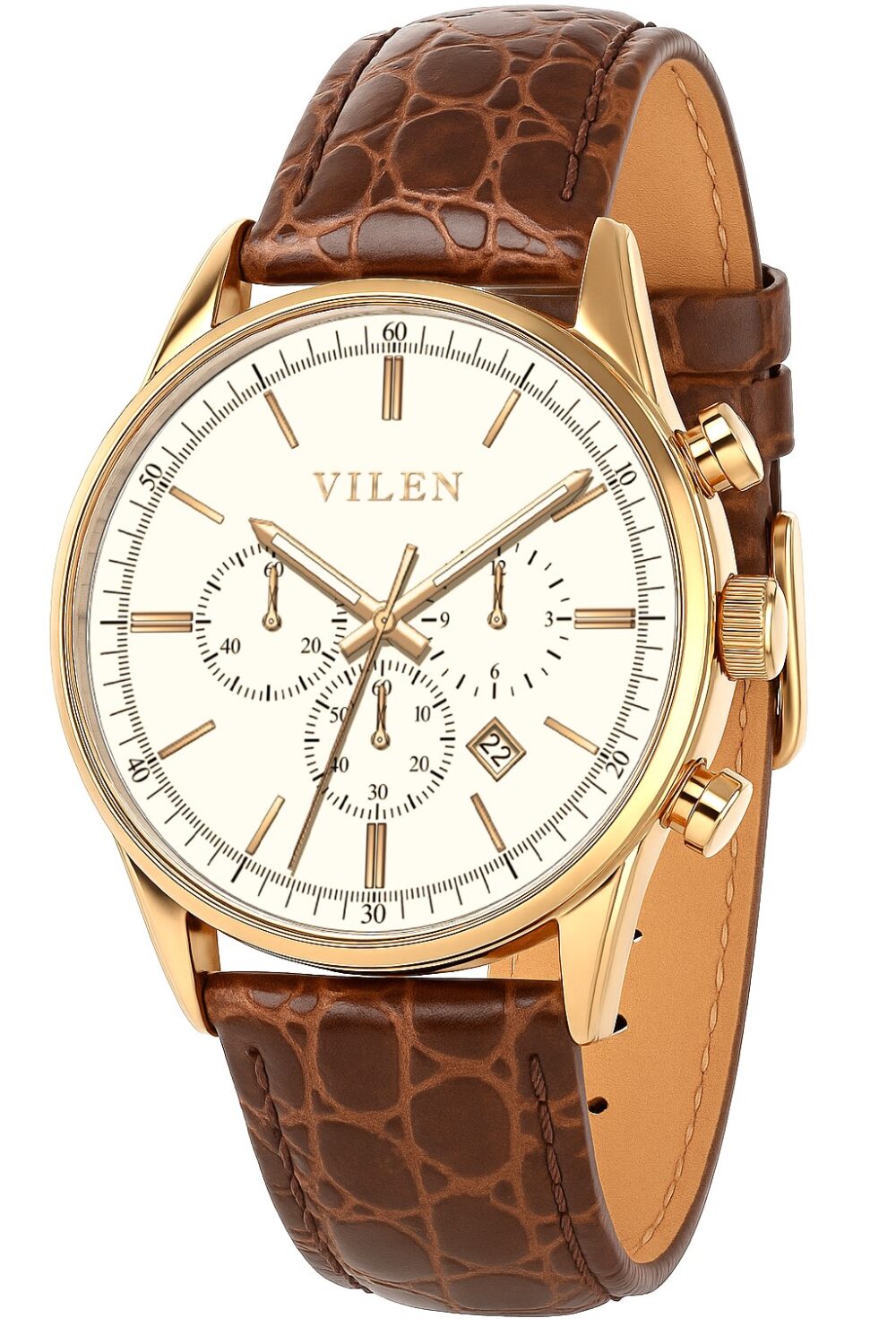 vilen brown leather White Dial watch